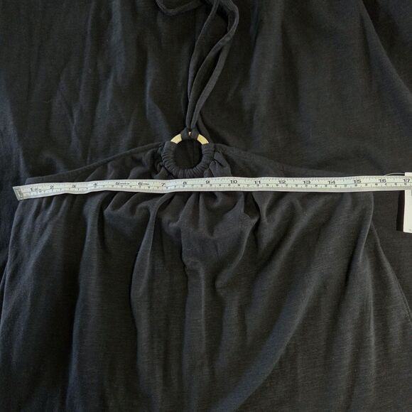Old Navy Black Midi Shift Dress L Halter Built-in Shelf Bra Casual Summer Beach - Picture 9 of 14